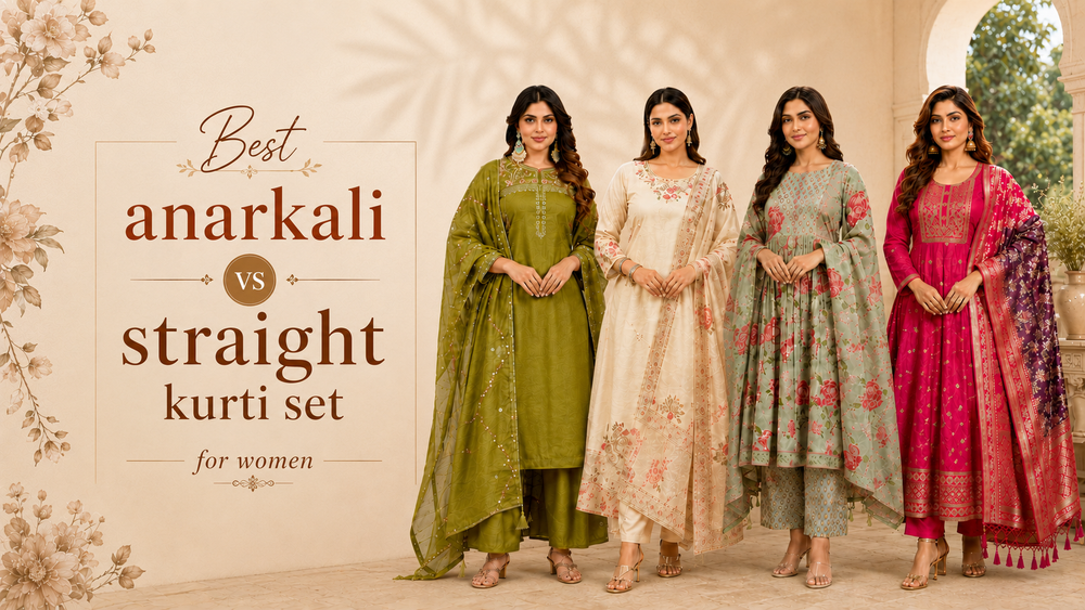 Anarkali Kurta vs Straight Kurti Set for women
