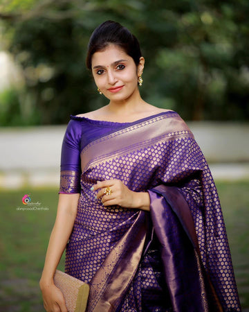 Pure jacquard Silk Sarees Purple Colour, Party Wear