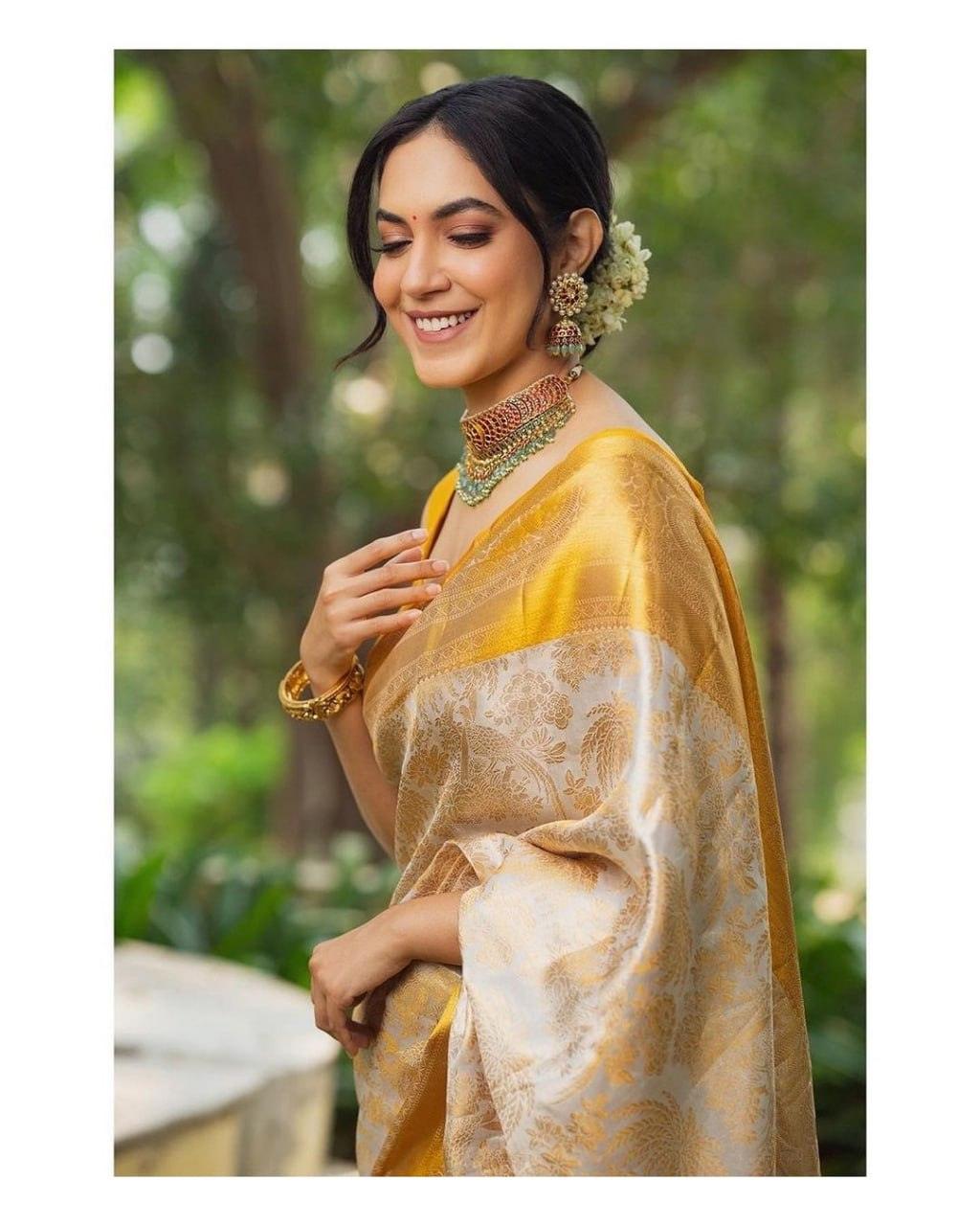 Admirable Yellow Soft Silk Saree With Angelic Blouse Piece - Ibis Fab