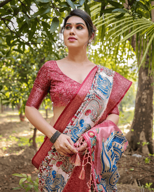 Adorable Baby Pink Colored Jacquard Silk Saree With Zari Border Blouse - Ibis Fab