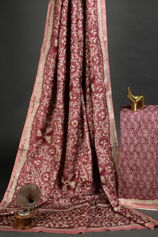 Intricate Rani Pink Colored Cotton Linen Designer Printed Saree - Ibis Fab