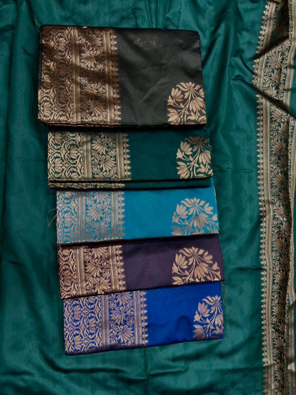 Jacquard Silk Sarees Green Colour, casual wear - Ibis Fab