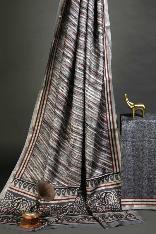 Prominent Multi Colored Cotton Linen Designer Printed Saree - Ibis Fab