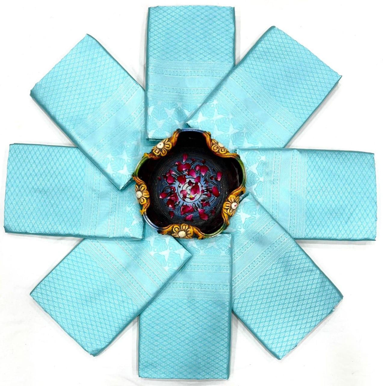 Pure jacquard Silk Sarees Sky Blue Colour, Party Wear - Ibis Fab
