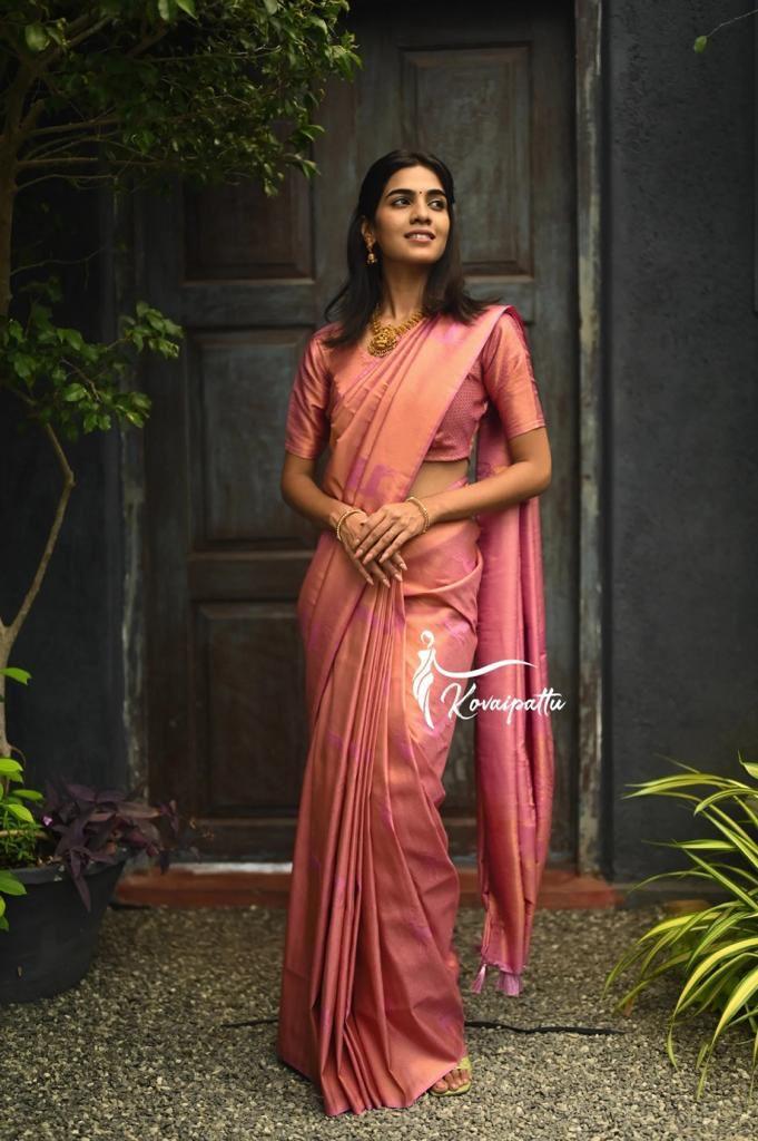 Woven Art pink Jacquard saree for wedding time - Ibis Fab