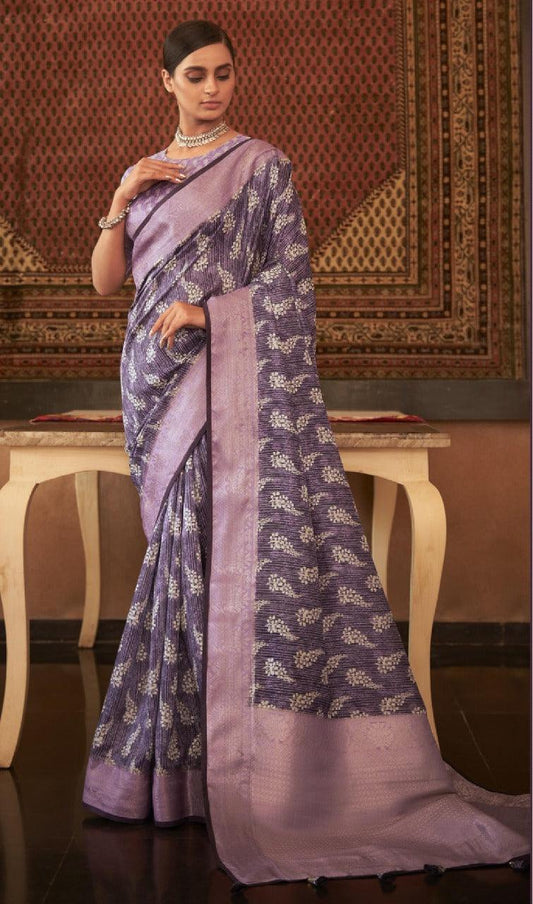 Adorable Silk Classy Purple Color Saree, Shining Party Wear - Ibis Fab