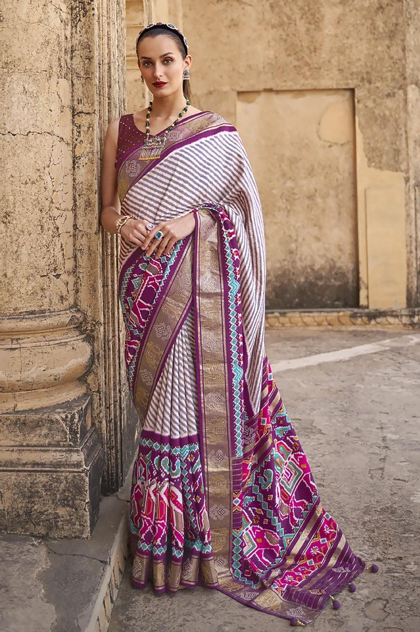 Adorable Silk Classy Purple Color Saree, Shining Party Wear - Ibis Fab