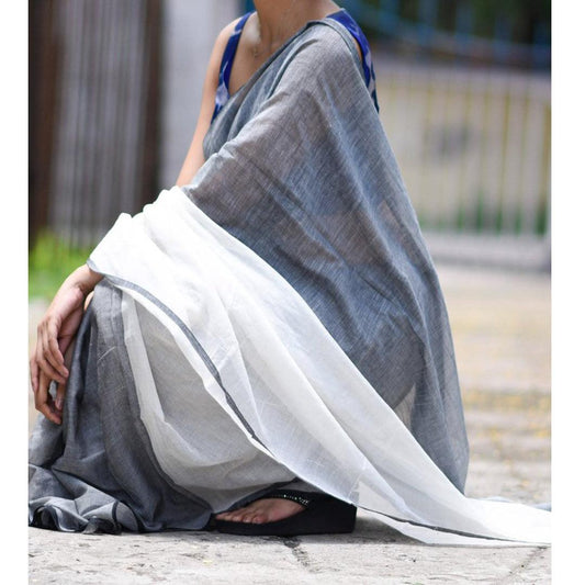 Exceptional Grey Colored Festive Wear Pure Linen Designer Saree - Ibis Fab