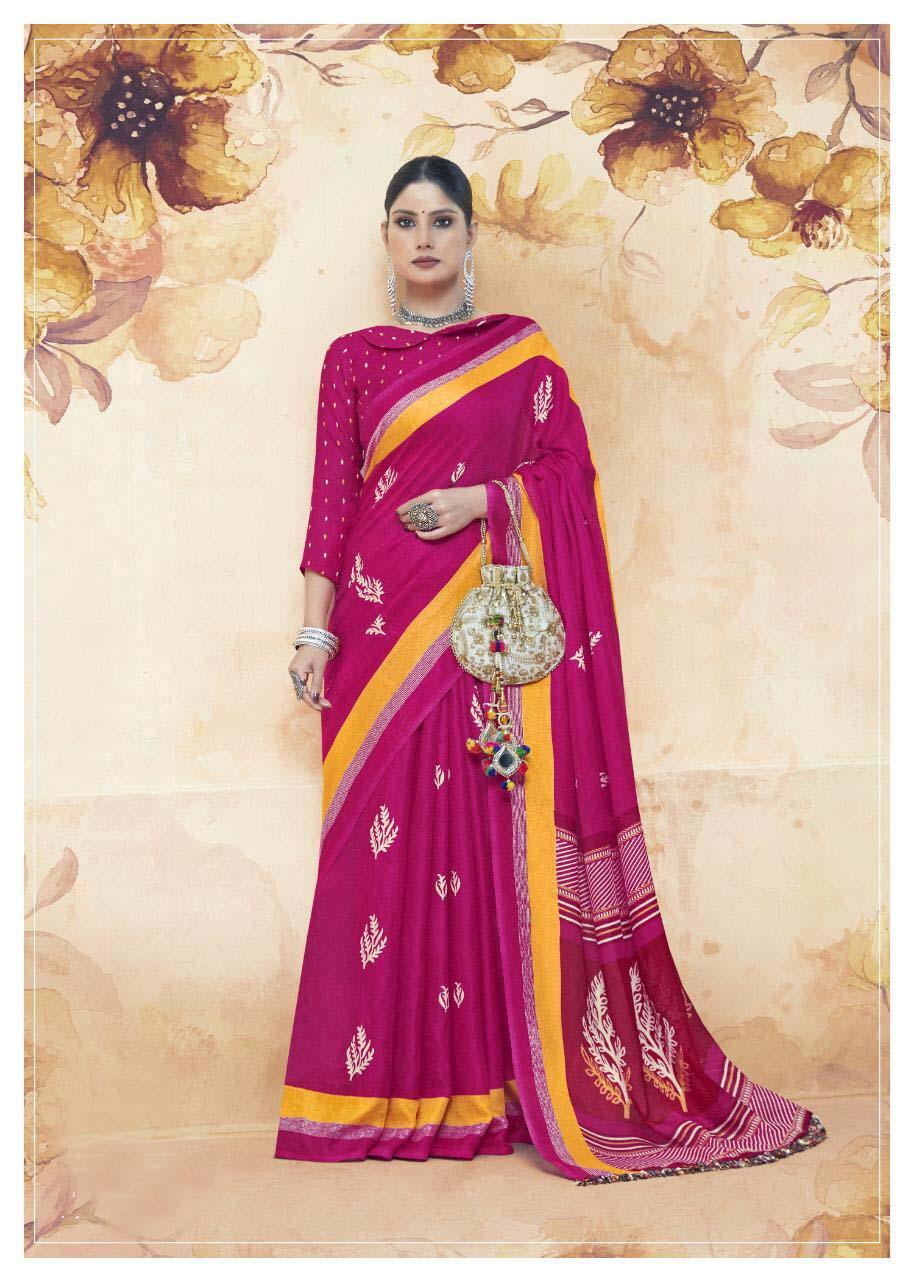 Graceful Linen jute Pink Colored Casual Printed Saree - Ibis Fab