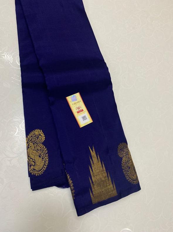 pure soft silk staring Night blue with Golden, woven saree, wedding wear - Ibis Fab