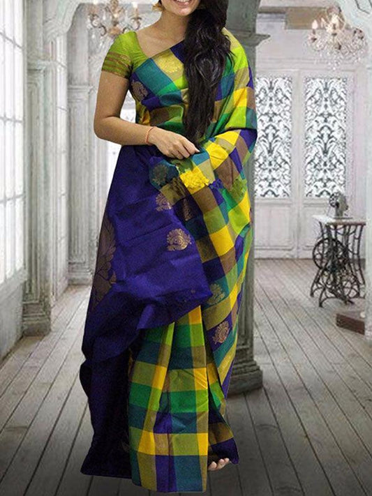 soft silk blissful Night Blue and green colored, designer wear saree - Ibis Fab