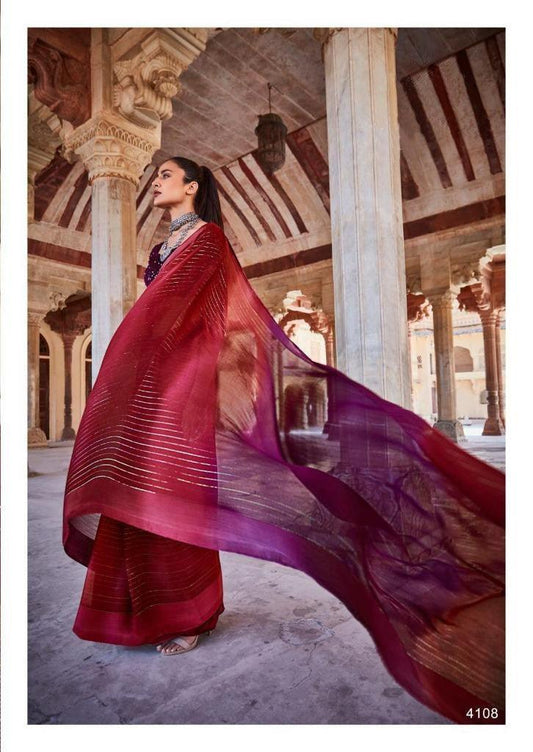 Soft Silk Classy Red Colour Saree, Shining Party Wear - Ibis Fab