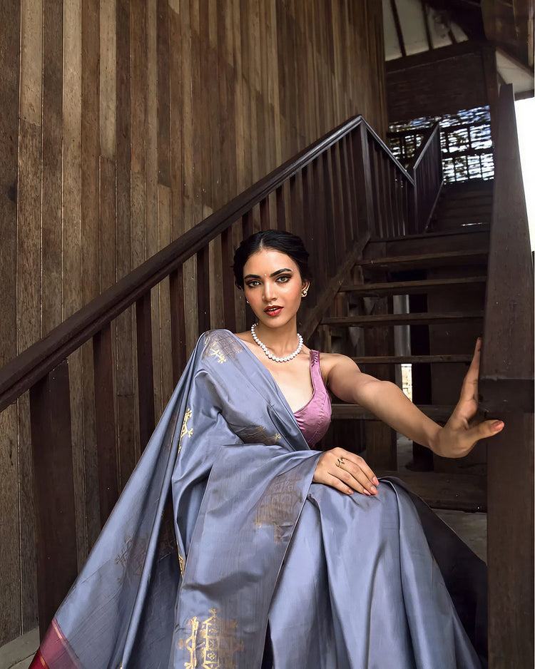 Grey Silk Saree