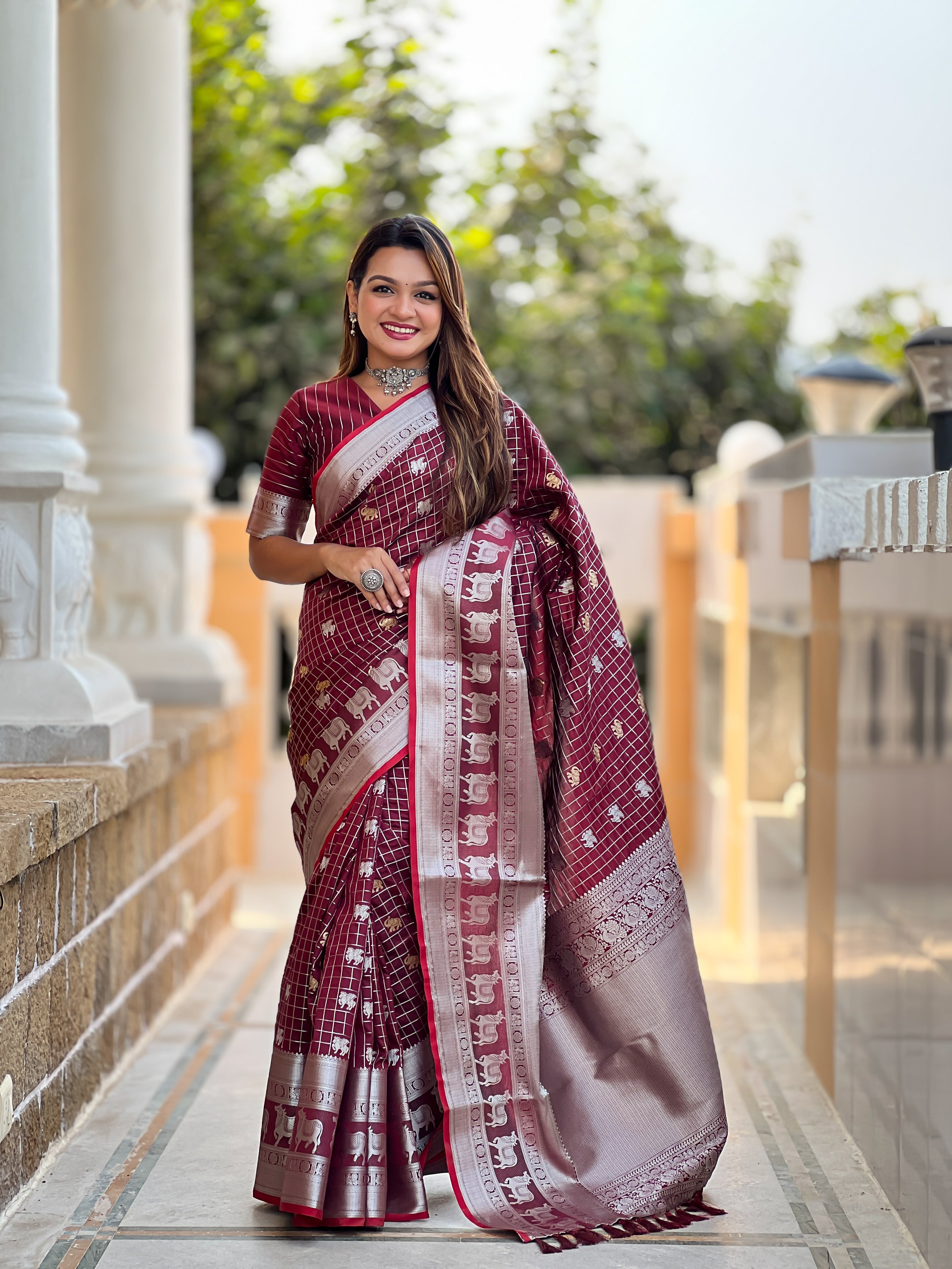 Maroon Silk Saree