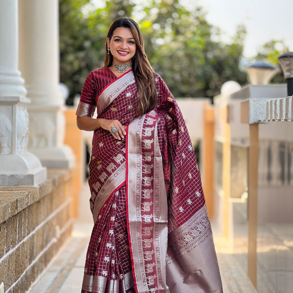 Maroon Silk Saree
