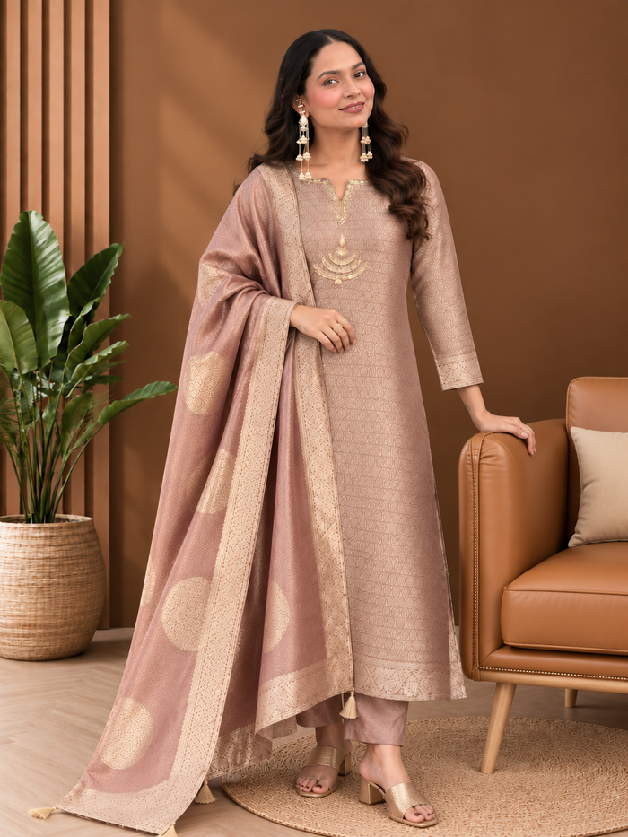 Women’s Banarasi Silk Suit Set with Dupatta – Elegant Ethnic Party Wear