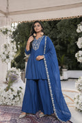 Midnight Bloom Embroidered Kurta Palazzo Set