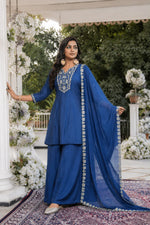 Midnight Bloom Embroidered Kurta Palazzo Set