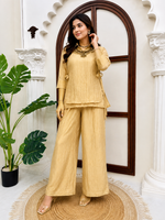 Women's Beige Salsa Crushed 3-Piece Co-Ord Set