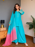 Sky Blue Embroidered Kurta Pant Set