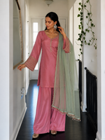 Pink Embroidered Kurta Pant Set