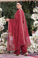 Wine Petal Embroidered Georgette Suit Set