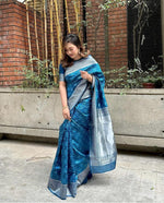 Graceful Blue Jacquard Saree