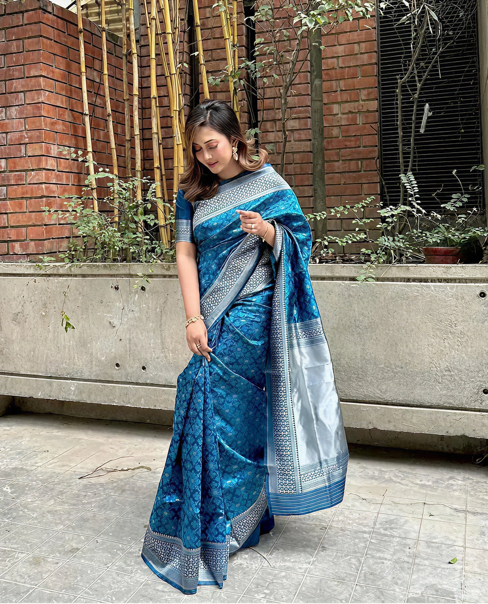 Graceful Blue Jacquard Saree