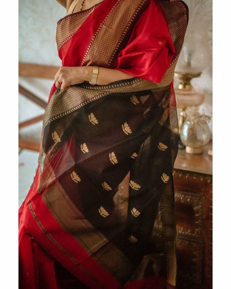 Red Jacquard Saree