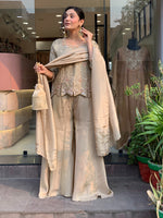 Champagne Embroidered Silk Palazzo Set