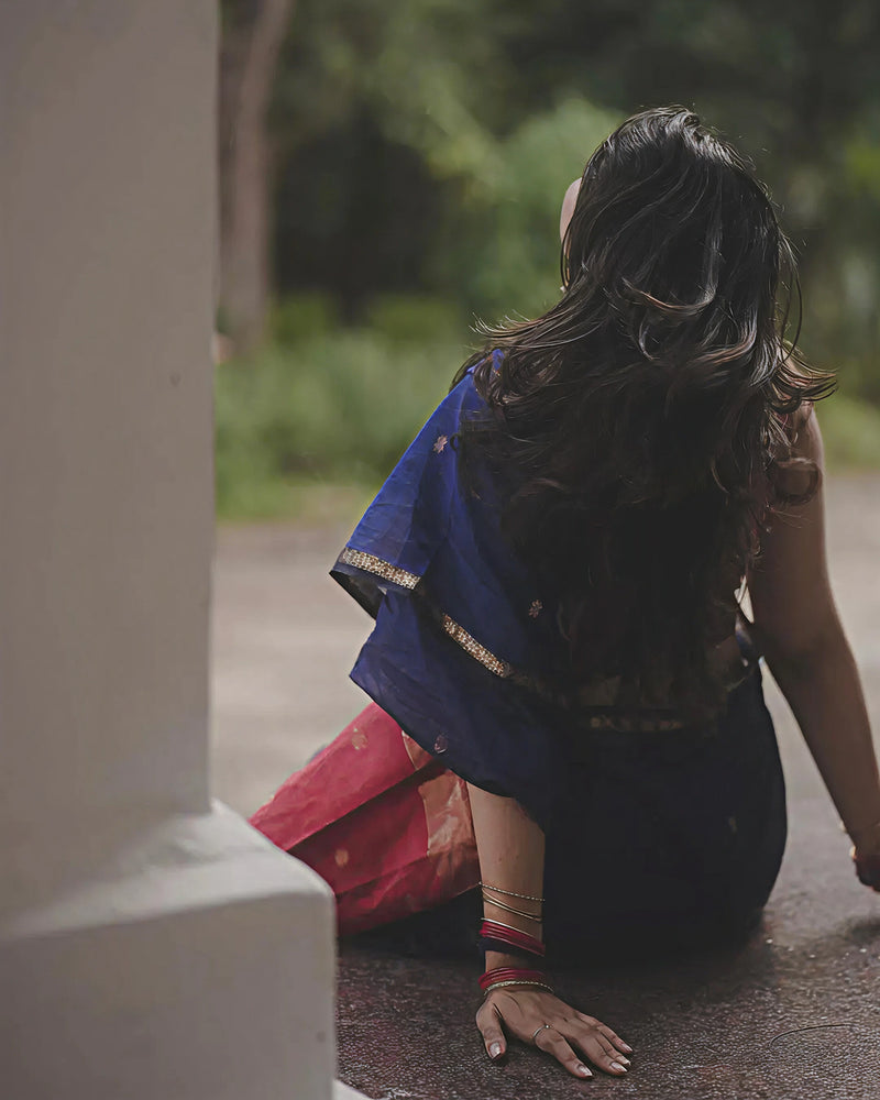 Blue Jacquard Saree
