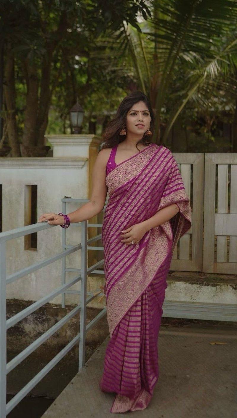 Blush Pink Jacquard Saree