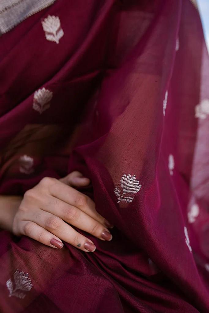 Royal Wine Jacquard Saree