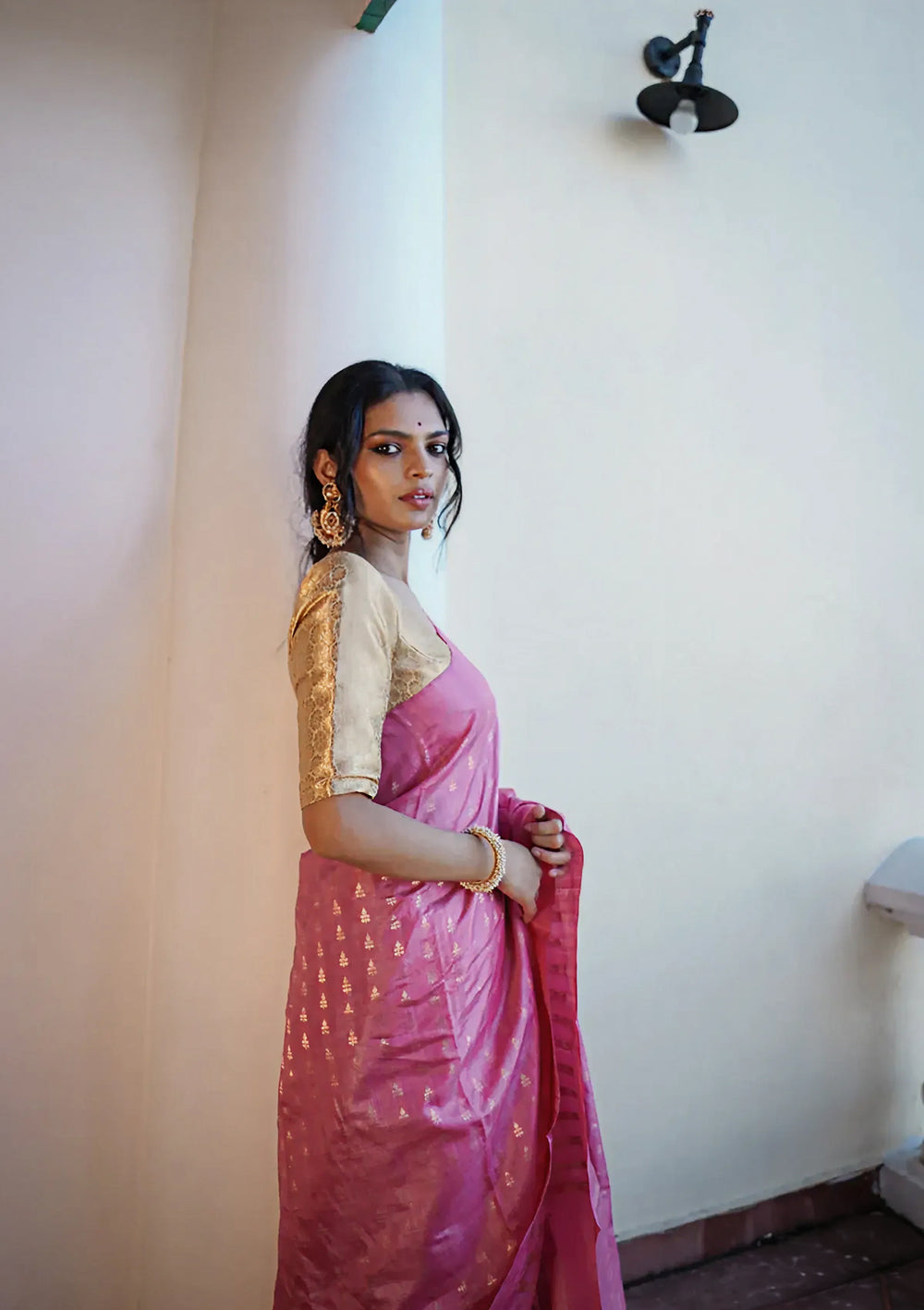 Charming Pink Jacquard Saree 