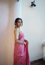 Charming Pink Jacquard Saree 