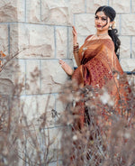 Elegant Brown Jacquard Saree