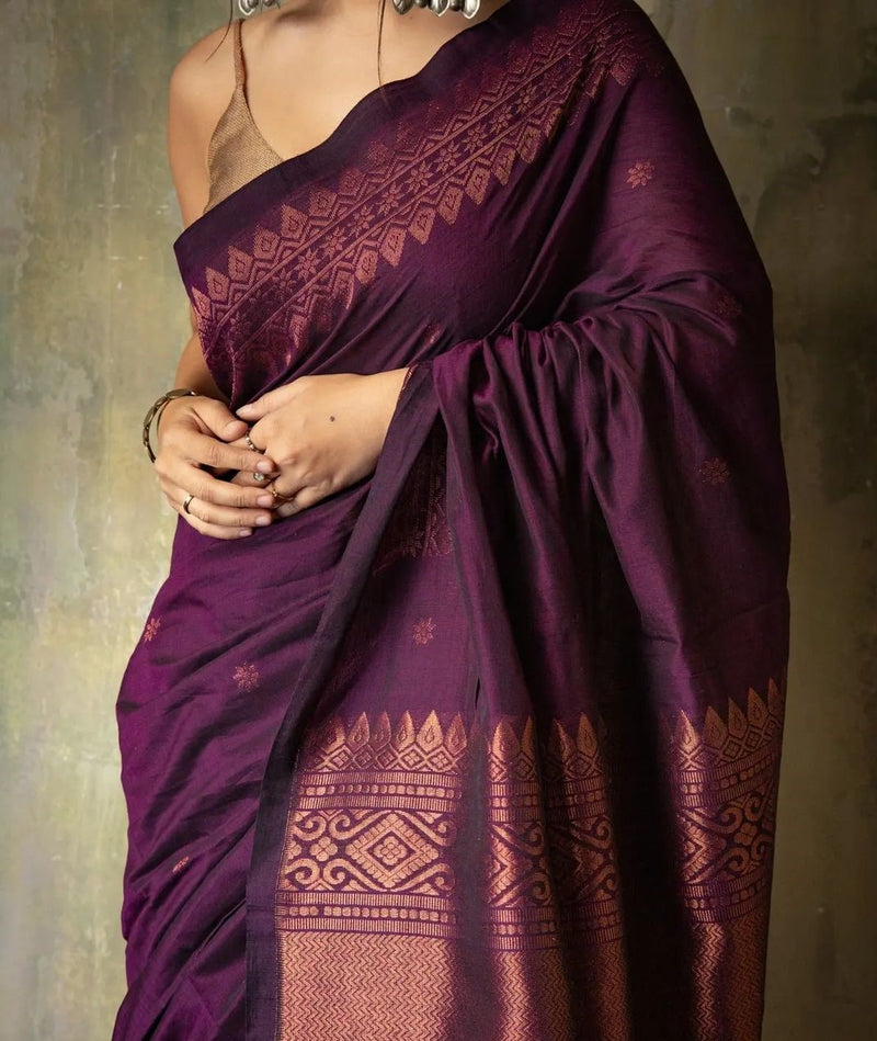 Luxury Wine Jacquard Saree