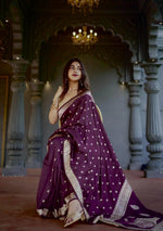Wine Jacquard Saree