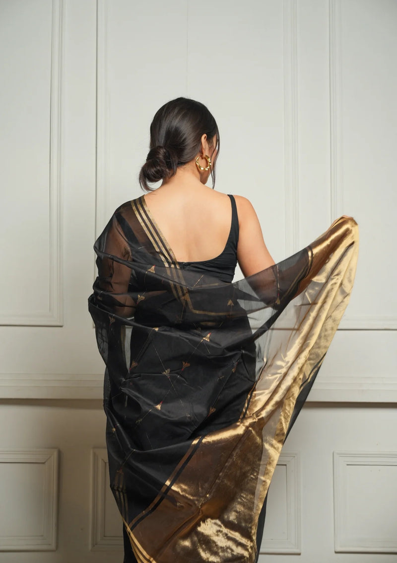 Elegant Black Jacquard Saree