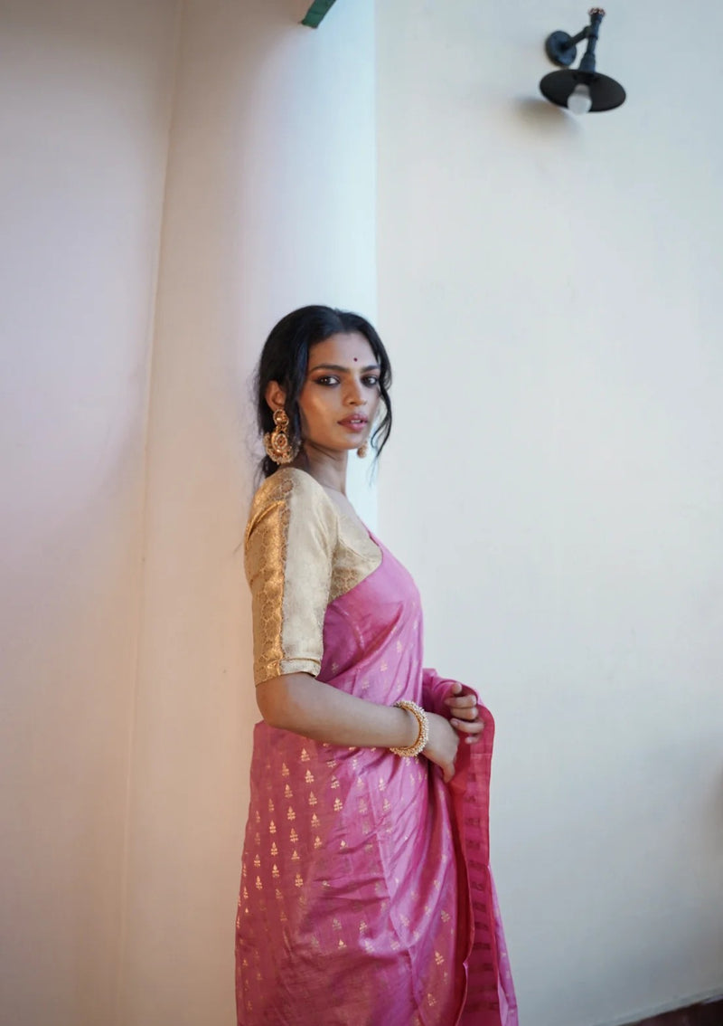 Charming Pink Jacquard Saree