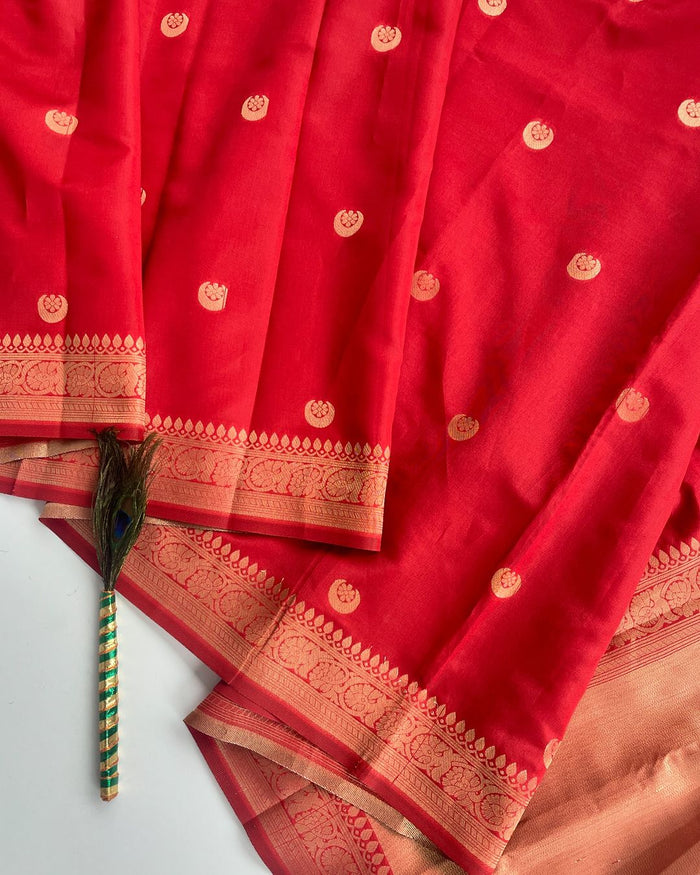Royal Red Jacquard Saree for Weddings, Festivals & Special Occasions