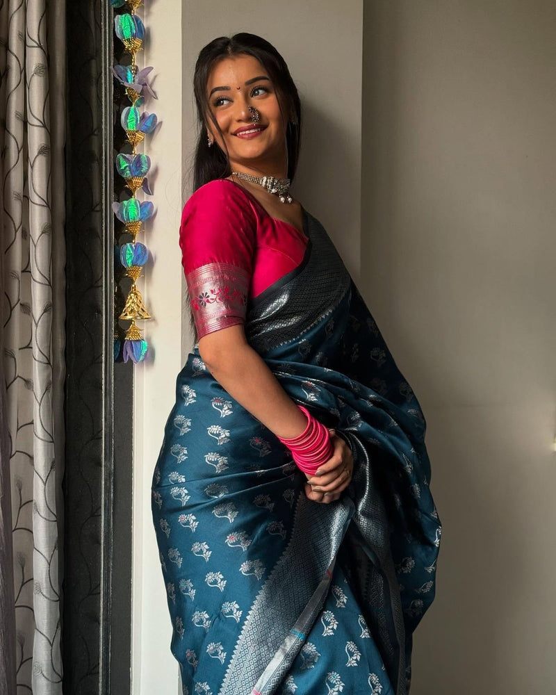 Blue Jacquard Saree