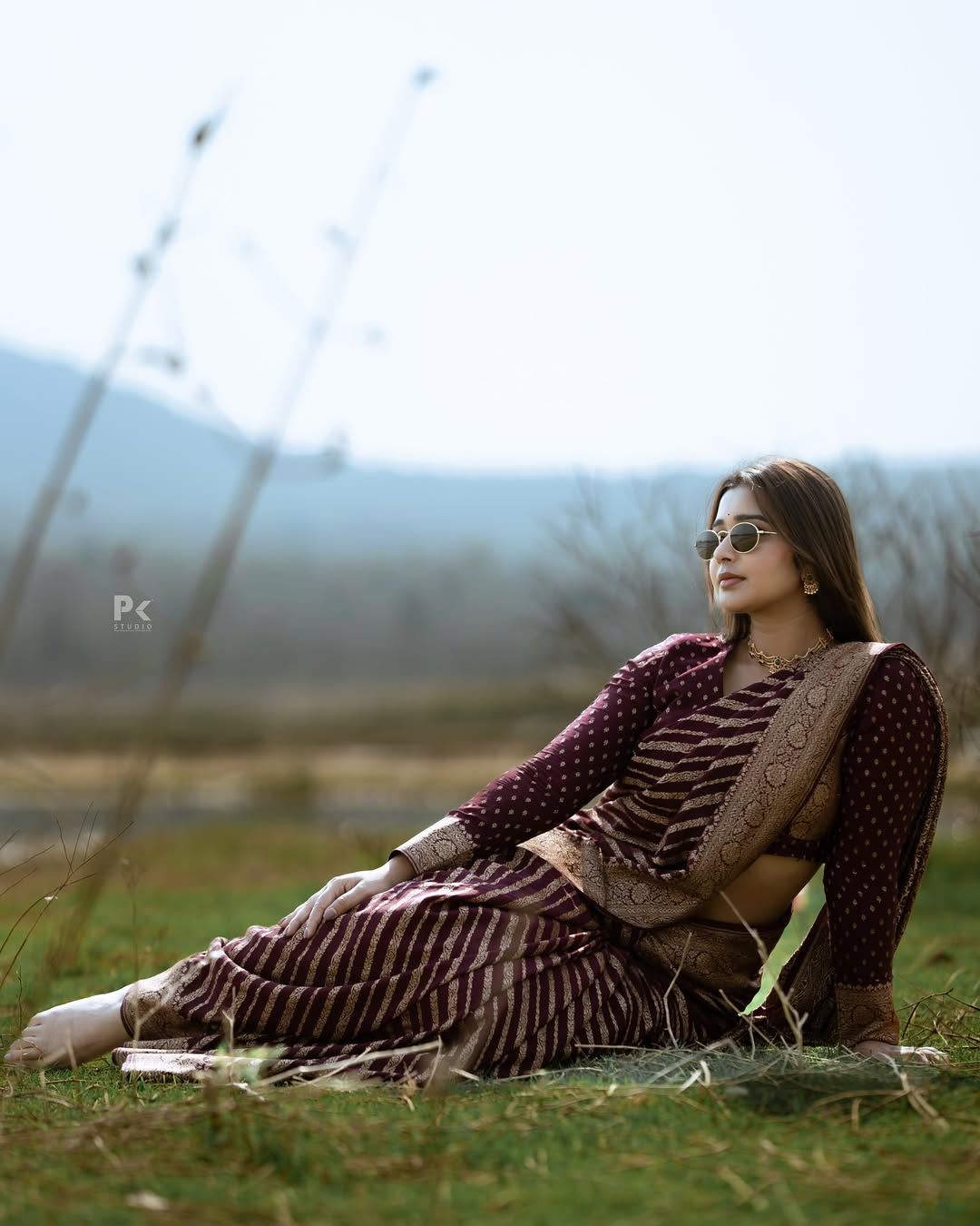 Maroon Jacquard Saree