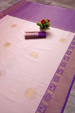 Elegant Peach Purple Jacquard Saree