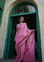 Charming Pink Jacquard Saree