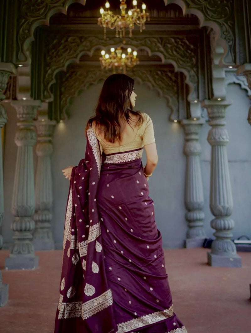 Wine Jacquard Saree