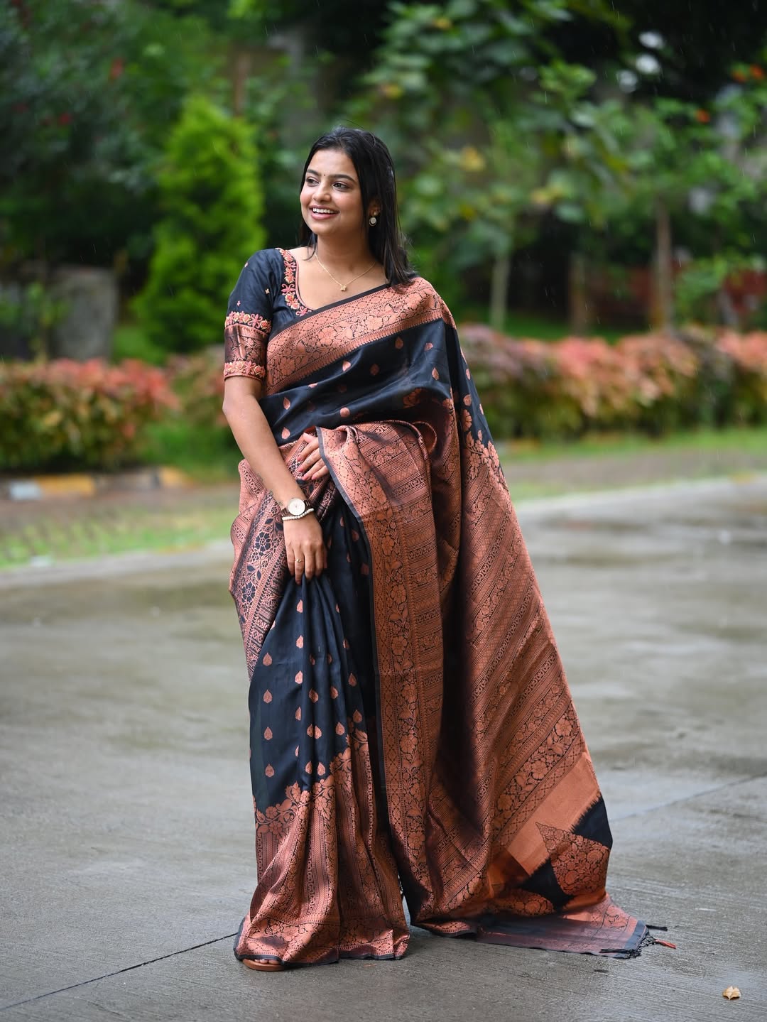 Classic Black Jacquard Saree