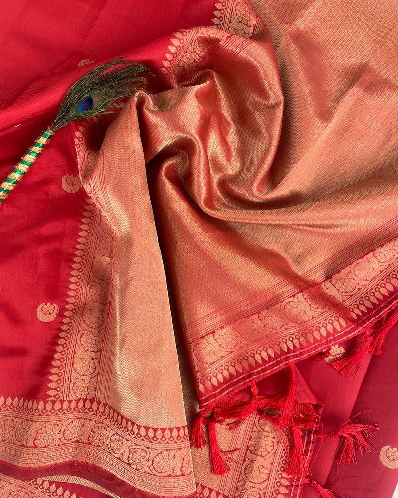 Royal Red Jacquard Saree
