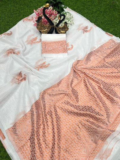 White Jacquard Saree