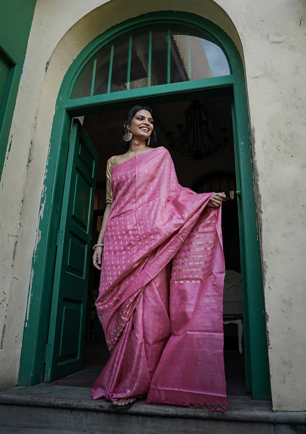 Charming Pink Jacquard Saree 
